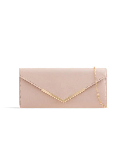 Nude Suede Envelope Clutch Bag