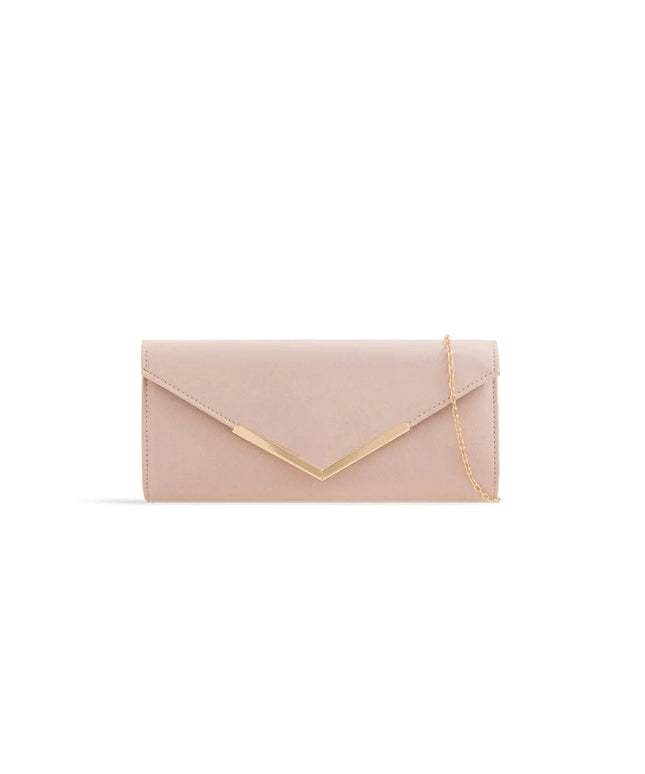 Nude Suede Envelope Clutch Bag