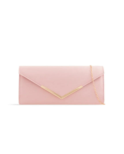 Pink Suede Envelope Clutch Bag