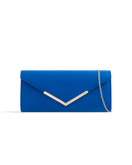 Royal Blue Suede Envelope Clutch Bag