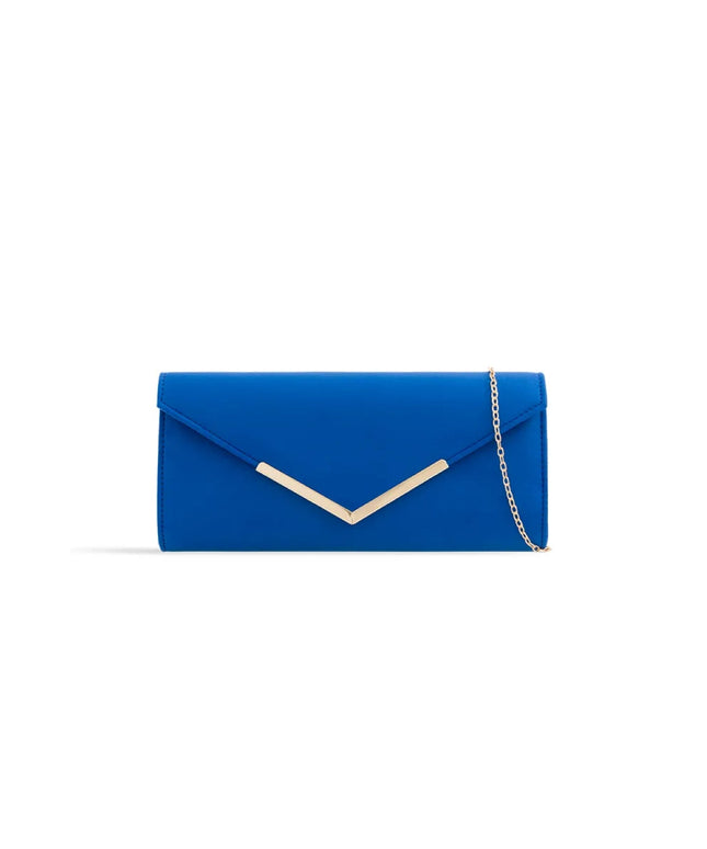Royal Blue Suede Envelope Clutch Bag