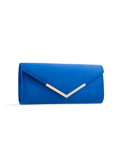 Royal Blue Suede Envelope Clutch Bag