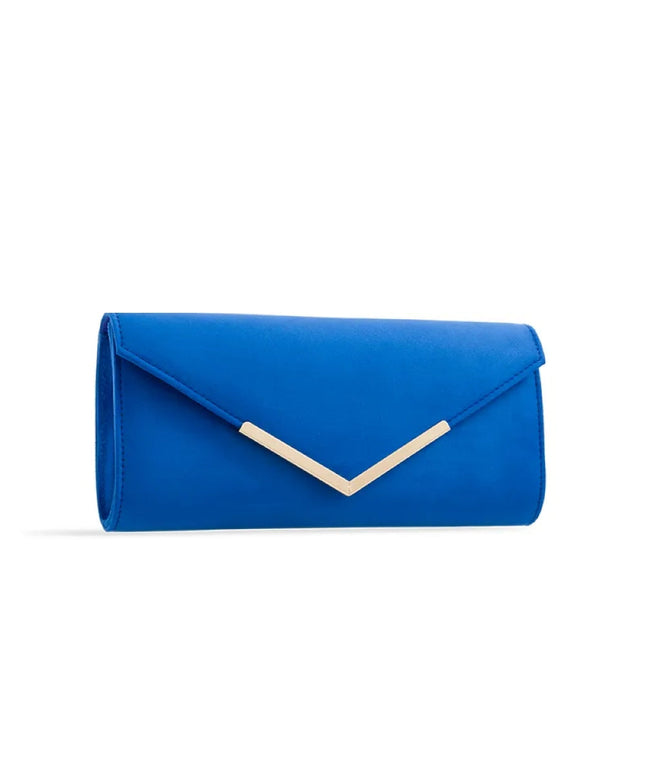 Royal Blue Suede Envelope Clutch Bag