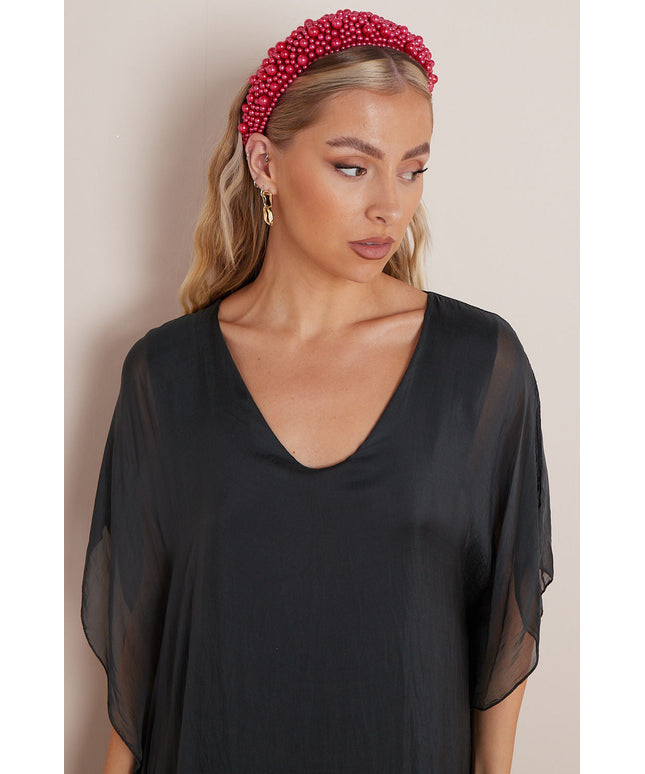 Red Statement Pearl Headband