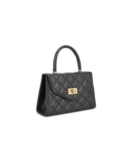 Black Small Top Handle Chain Bag-4