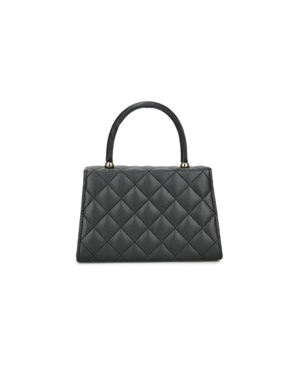 Black Small Top Handle Chain Bag-3