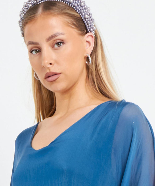 Silver Blue Statement Pearl Headband