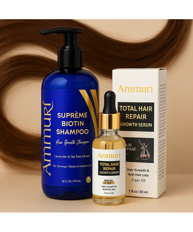 Biotin Haircare Set – Anti-Hair Loss Shampoo & Strengthening Serum for Men & Women | Ammuri