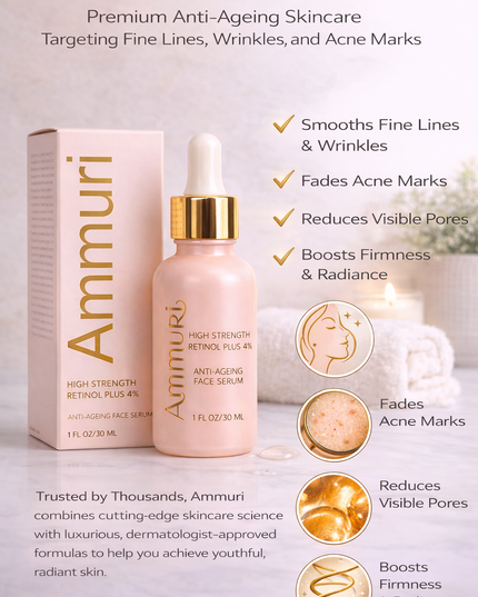 High Strength Retinol 4% Serum for Wrinkles & Dark Spots (30ml) | Ammuri