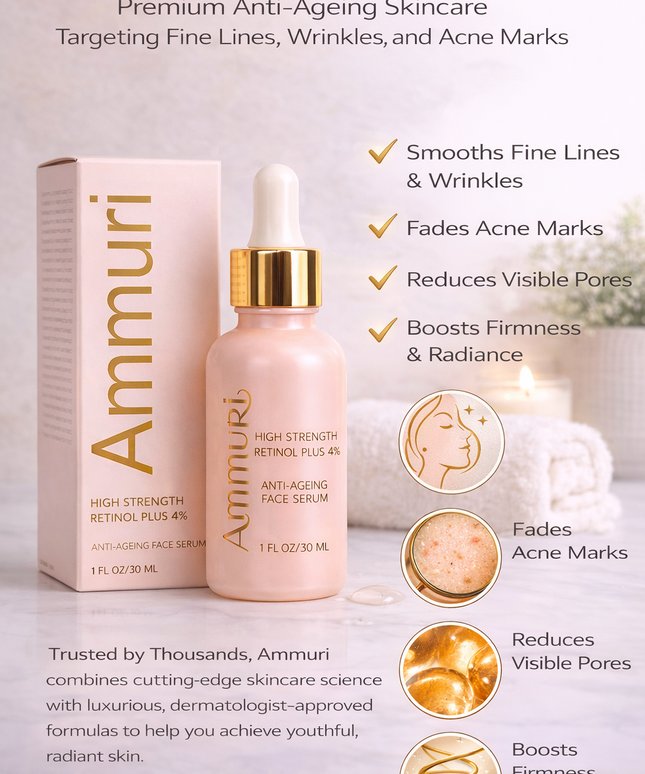 High Strength Retinol 4% Serum for Wrinkles & Dark Spots (30ml) | Ammuri