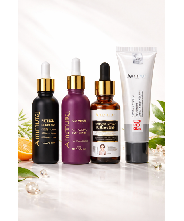 Anti-Ageing Set – Retinol Collagen Serum & SPF 50 Cream for Wrinkle Repair & Glow | Ammuri