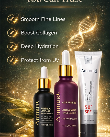 Anti-Ageing Set – Retinol Collagen Serum & SPF 50 Cream for Wrinkle Repair & Glow | Ammuri