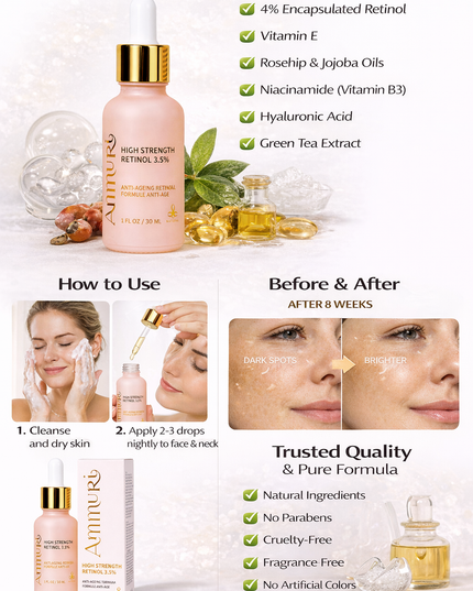 Retinol 3.5% Anti-Ageing Serum for Wrinkles & Skin Firming | Ammuri
