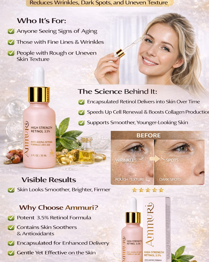 Retinol 3.5% Anti-Ageing Serum for Wrinkles & Skin Firming | Ammuri