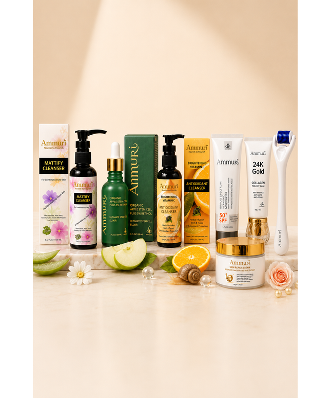 Blemish-Balancing & Anti-Ageing Skincare Set | Retinol, Vitamin C & Stem Cell | Ammuri