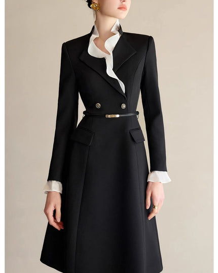The Contrast-Ruffle Black Dress