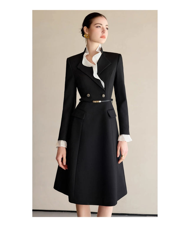 The Contrast-Ruffle Black Dress
