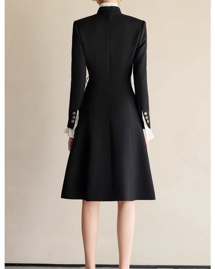 The Contrast-Ruffle Black Dress