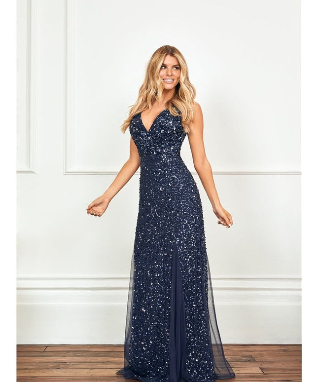 Giselle Navy Sequin Maxi Dress