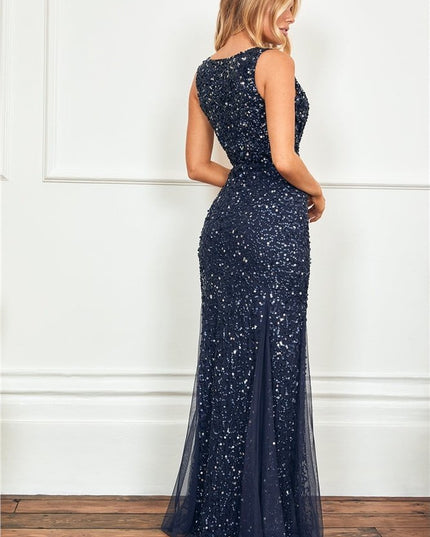 Giselle Navy Sequin Maxi Dress