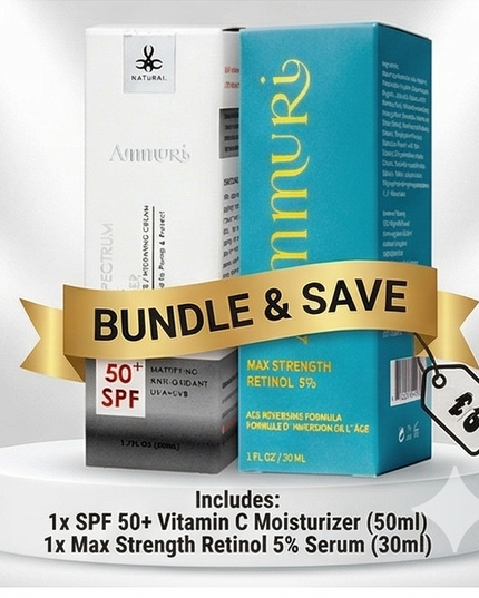 Retinol 5% Serum & SPF 50 Cream Set for Anti-Ageing Day & Night Skincare Routine | Ammuri
