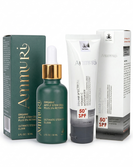 Vitamin C & Retinol Serum with SPF 50 Cream for Brightening Skincare Routine | Ammuri