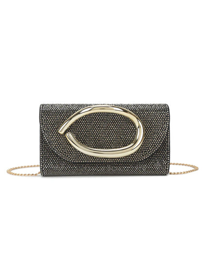 Black Crystal Embellished Evening Clutch Bag-0