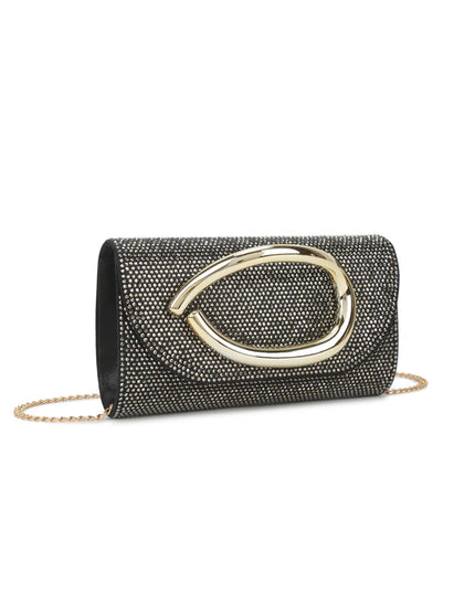 Black Crystal Embellished Evening Clutch Bag-1