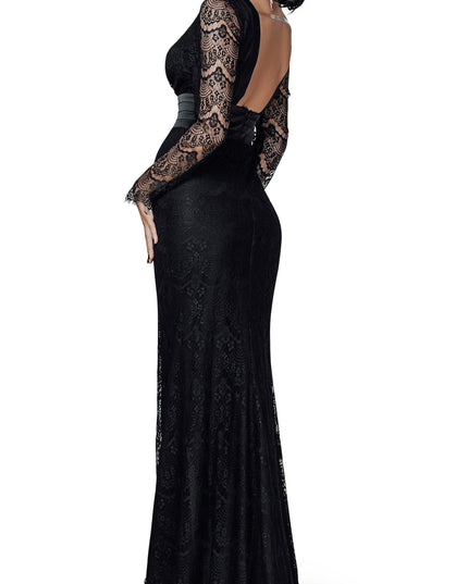 Lace Evening Gown – Elegant Black Tie Lace Dress, Wedding Guest Maxi Dress-20