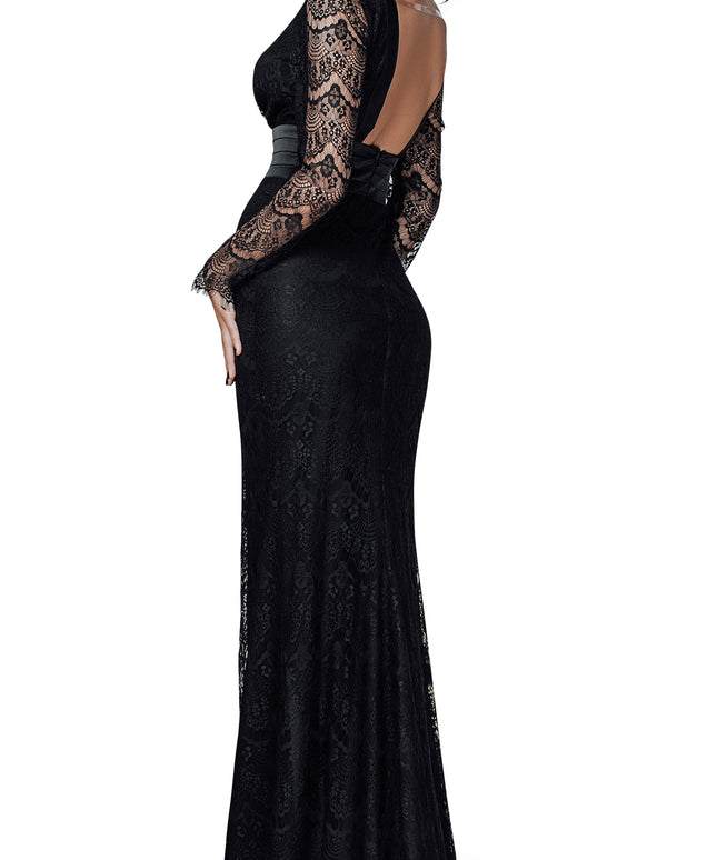 Lace Evening Gown – Elegant Black Tie Lace Dress, Wedding Guest Maxi Dress-20
