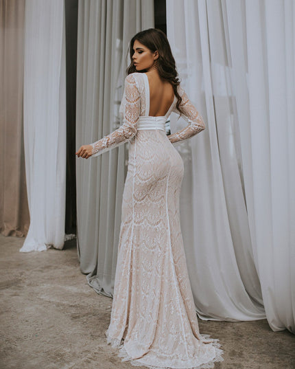 Lace Evening Gown – Elegant Black Tie Lace Dress, Wedding Guest Maxi Dress-17