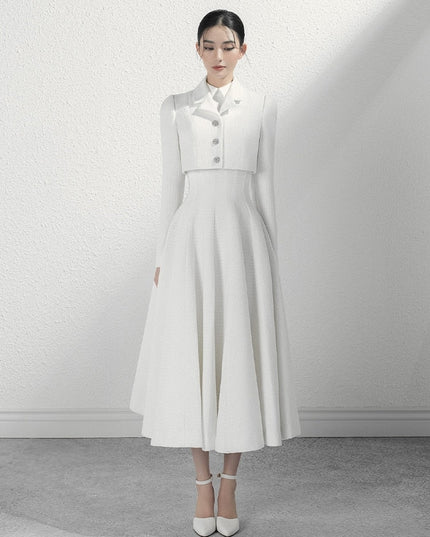 The pleated swing bridal retro dress suit-0