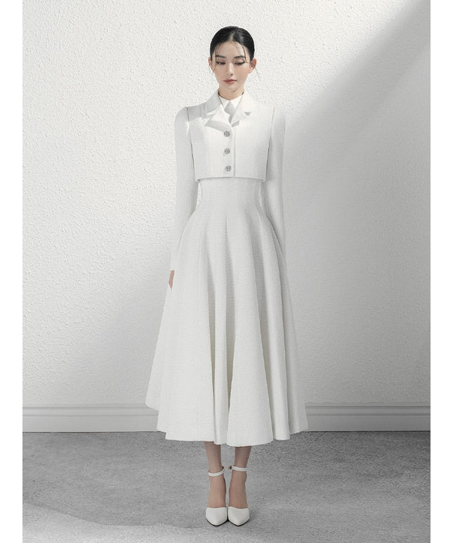 The pleated swing bridal retro dress suit-0