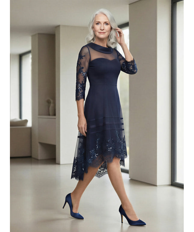 The midnight fold collar high-low mum dress