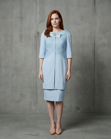 Delicate weave embelished mother of the bride dress suit - powder blue