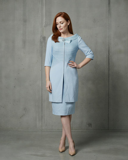 Delicate weave embelished mother of the bride dress suit - powder blue