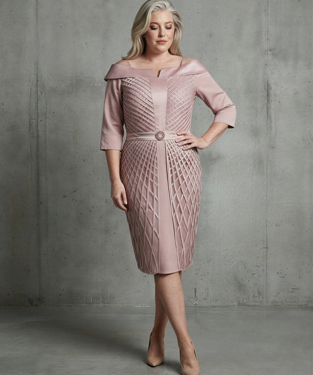 Off-shoulder weave detail overlay dress