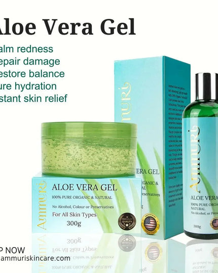 Organic Aloe Vera Gel Set for Face, Hair & Body Soothing | Ammuri