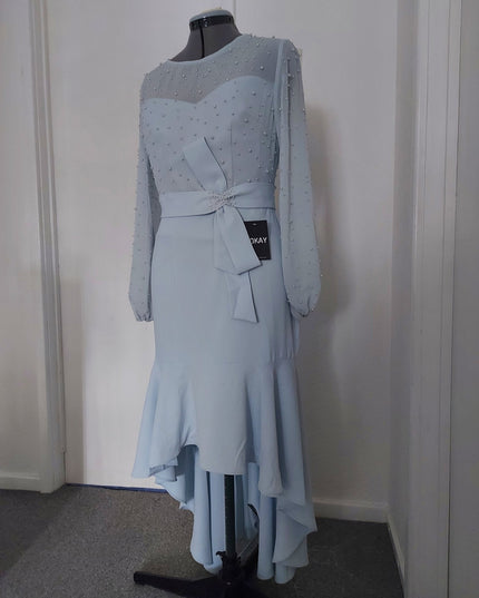 The mermaid ball sleeves pearls embellished mother of the bride dress
