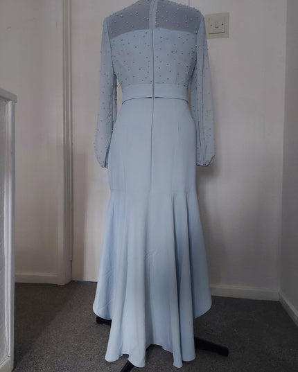 The mermaid ball sleeves pearls embellished mother of the bride dress