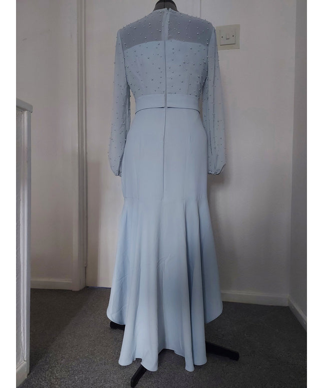 The mermaid ball sleeves pearls embellished mother of the bride dress