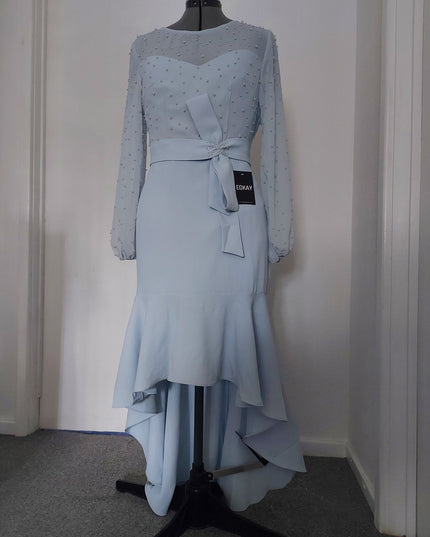 The mermaid ball sleeves pearls embellished mother of the bride dress