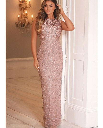 Blakely Rose Gold Sequin Maxi Dress