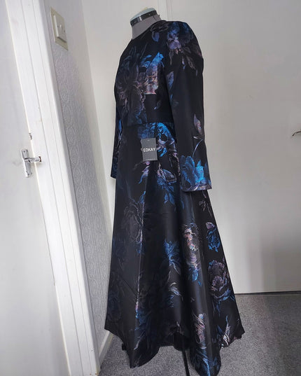 The dark blue jacquard formal mum dress