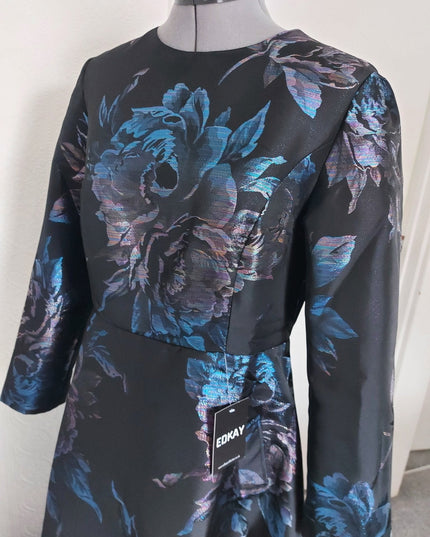 The dark blue jacquard formal mum dress