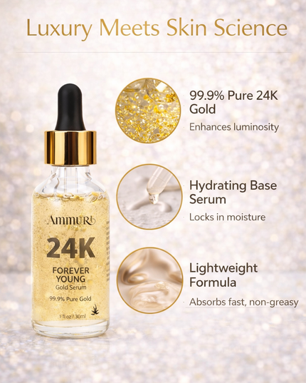 24K Gold Face Serum for Radiance & Anti-Ageing | Ammuri