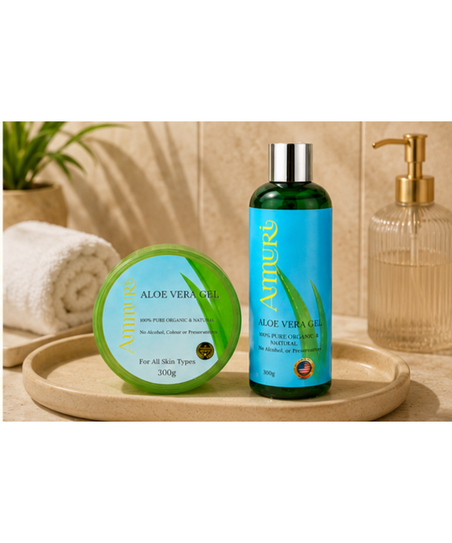 Organic Aloe Vera Gel Set for Face, Hair & Body Soothing | Ammuri