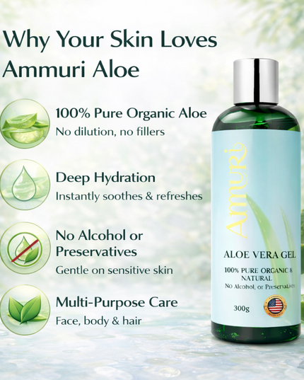 Organic Aloe Vera Gel for Natural Skin Relief & Hydration | Ammuri