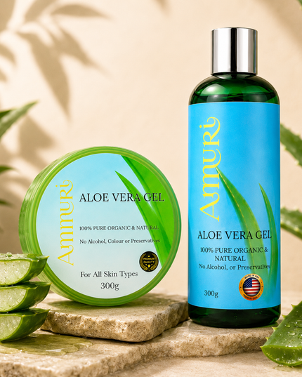 Organic Aloe Vera Gel Set for Face, Hair & Body Soothing | Ammuri
